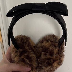 Kate Spade Black and Brown Faux Fur Earmuffs